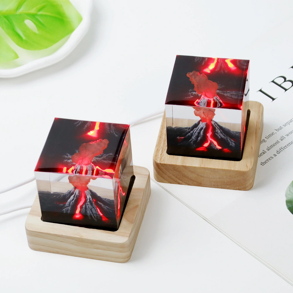 Healing Jurassic Volcanic Eruption Desktop Creative Office Small Ornaments Home Bedroom Nightlight Birthday Gift