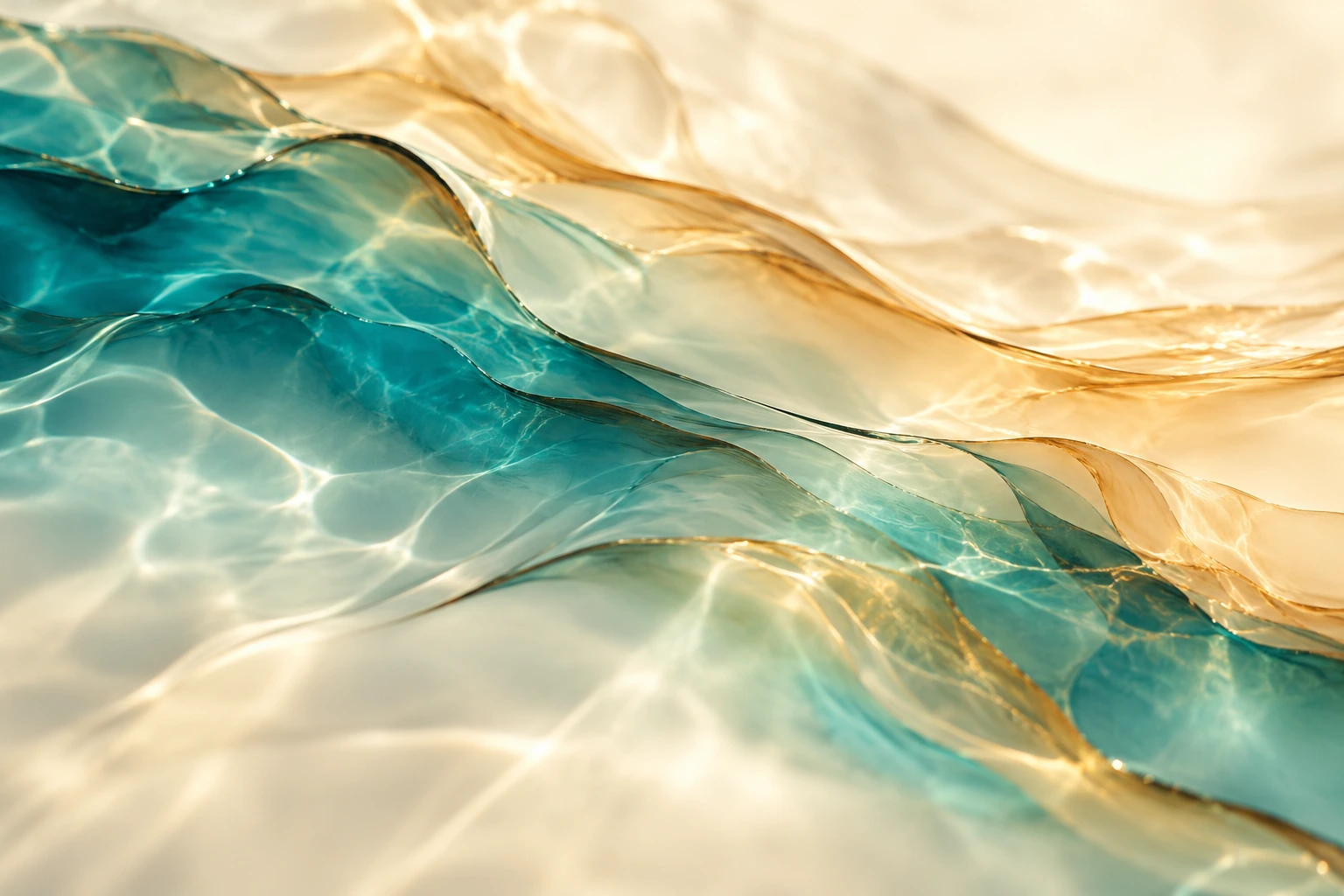 Abstract cyan and amber layers of light