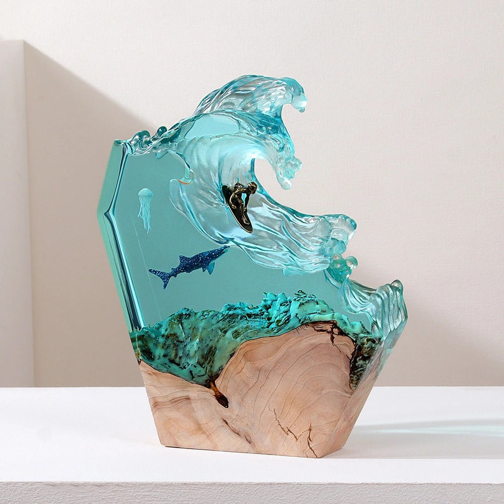 Ocean Resin Lamp  Hot Selling Whale Surf Desktop Ornaments Creative Art Solid Wood Creative Decorative Night Light