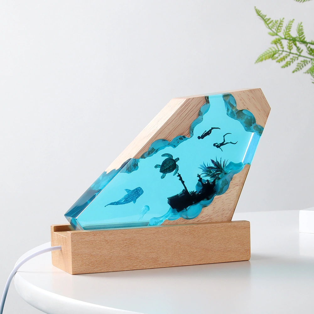 Cultural and Creative Trendy Play Exhibition Creative Ocean Resin Lamp Ornaments Micro Landscape Crystal Night Light  Export Temu Product Selection