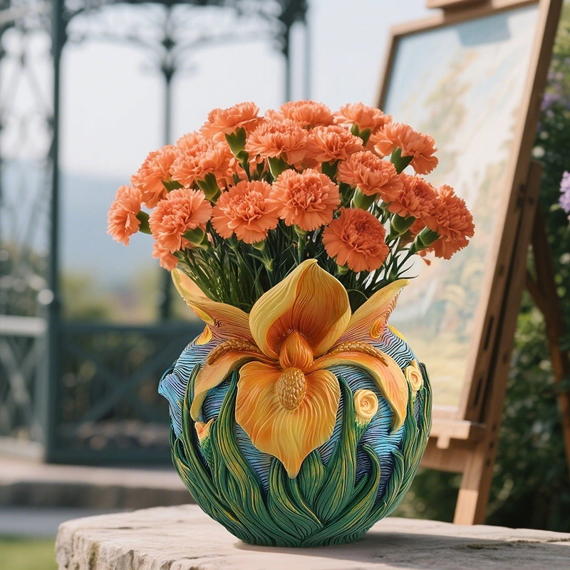 Sea Explosive Van Gogh Art Inspiration Starry Sky Flower Pot Home Desktop Garden Green Plant Potted Plant Decorative Ornaments