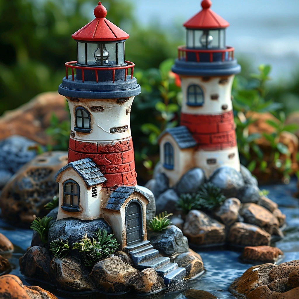  New Outdoor Solar Resin Lighthouse Ornaments Courtyard Garden Lawn Landscape Decoration Ornaments