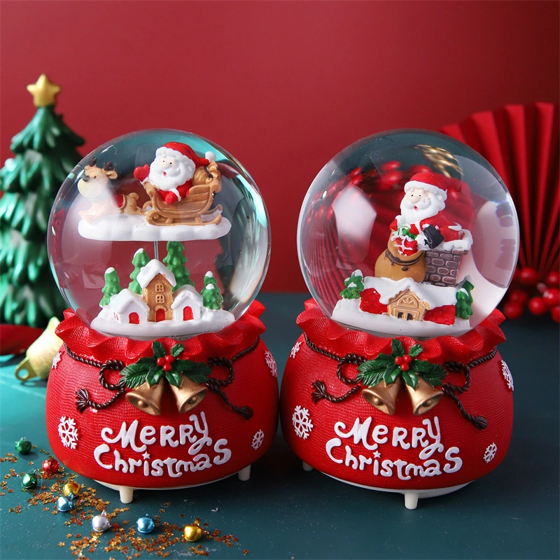  resin Santa Claus crystal ball ornaments holiday decoration snowflake music box resin technology to map custom