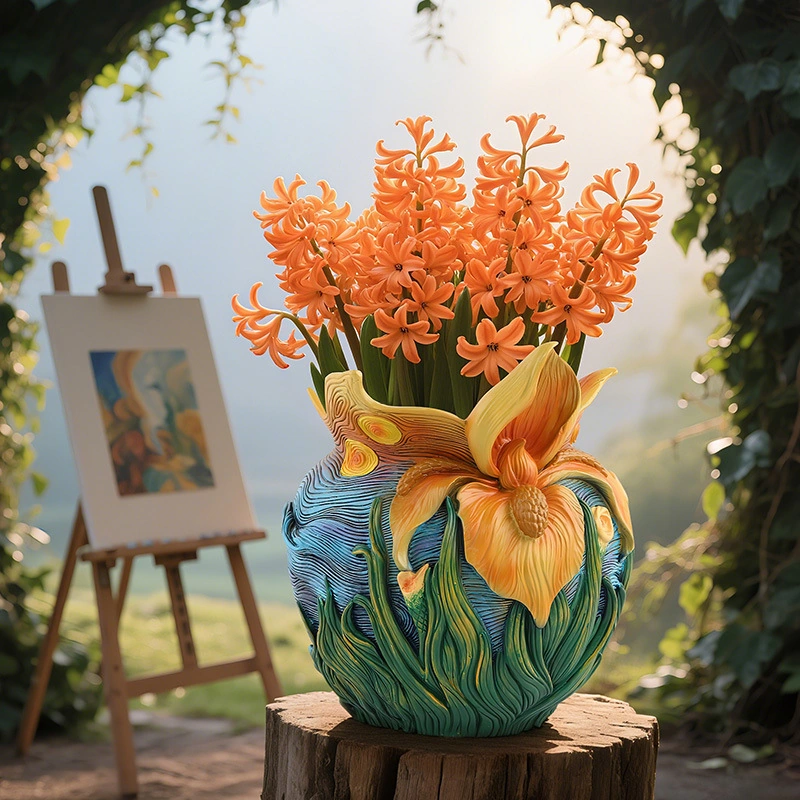 Sea Explosive Van Gogh Art Inspiration Starry Sky Flower Pot Home Desktop Garden Green Plant Potted Plant Decorative Ornaments