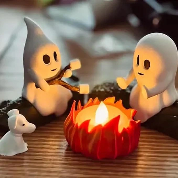  New Ghost Bonfire Party Night Light Resin Crafts Halloween Festive Atmosphere Decoration Ornaments