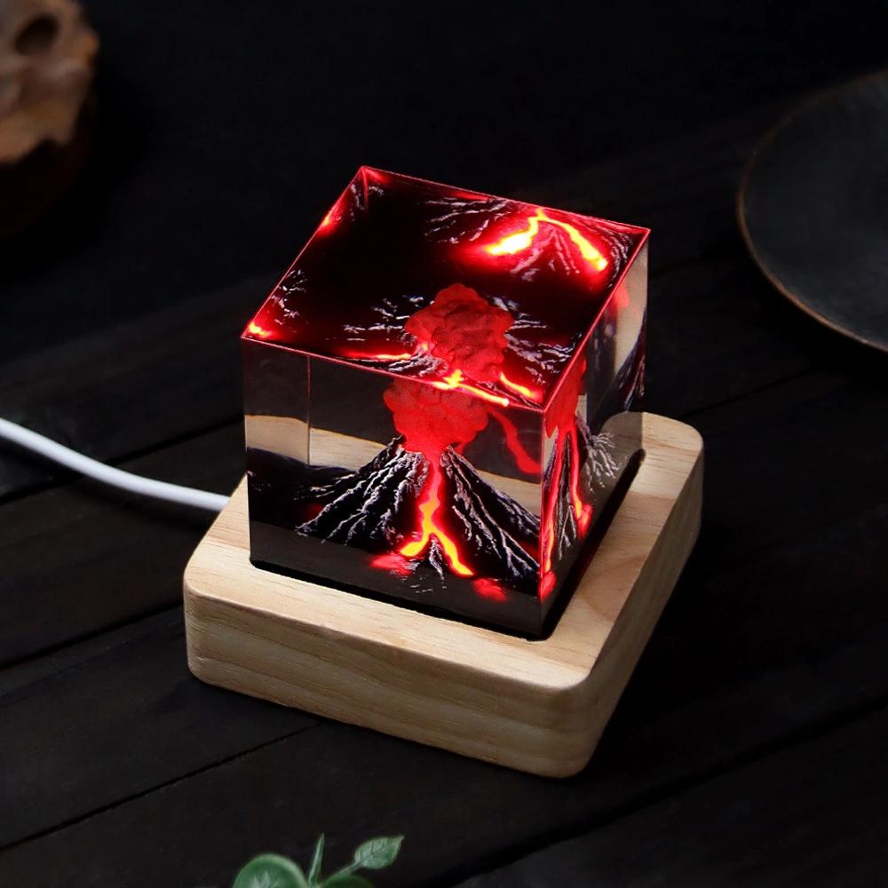 Healing Jurassic Volcanic Eruption Desktop Creative Office Small Ornaments Home Bedroom Nightlight Birthday Gift