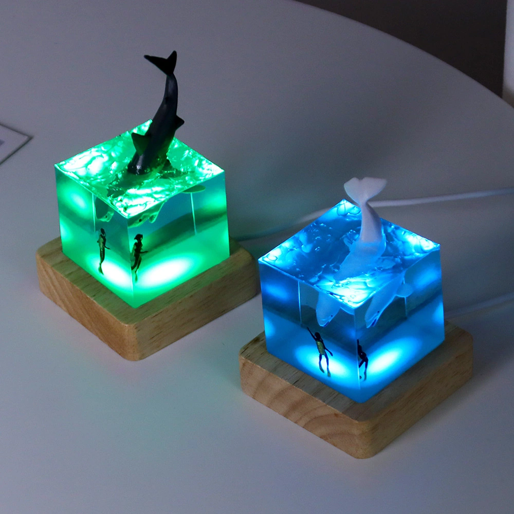 Micro-Landscape Ocean Whale Night Light Trendy Birthday Gift Gift Home Entry Desktop Living Room Resin Ornaments