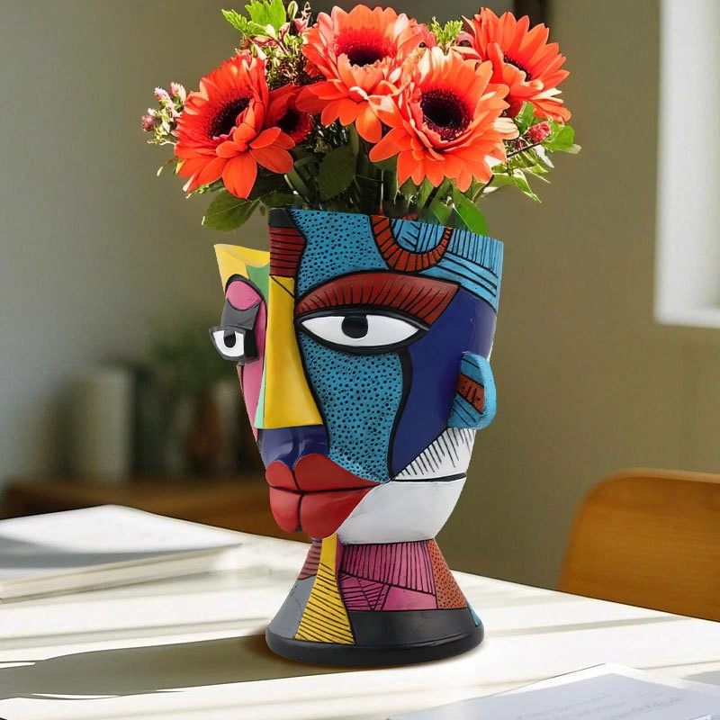 Hot-selling colorful fan face abstract flowerpot creative face face home living desktop planting flowerpot ornaments