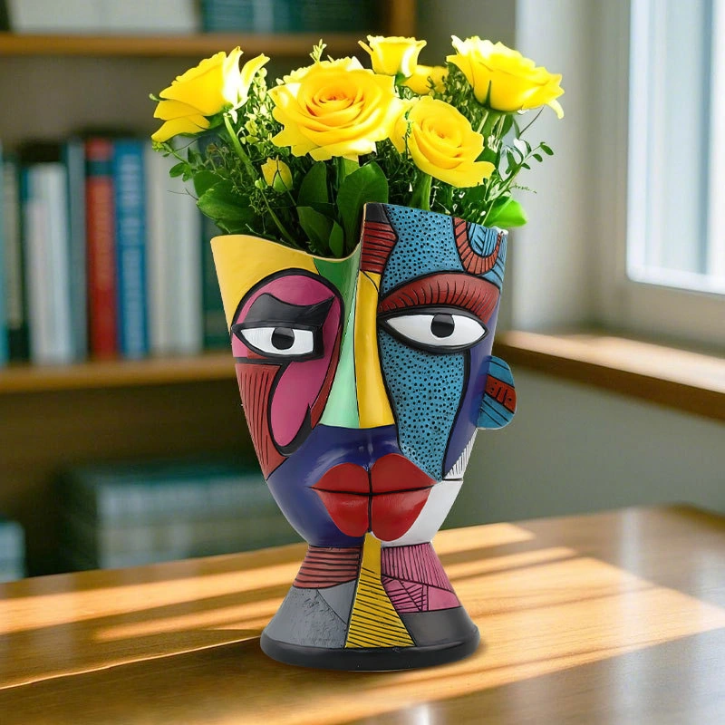 Hot-selling colorful fan face abstract flowerpot creative face face home living desktop planting flowerpot ornaments