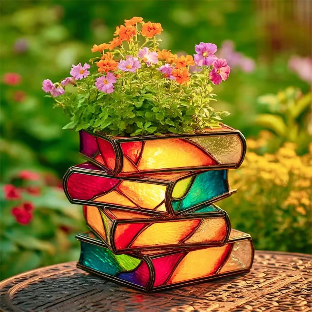 Creative Book Flower Pot Decorations Garden Courtyard Unique Home Decoration Resin Crafts Ornaments Gifts