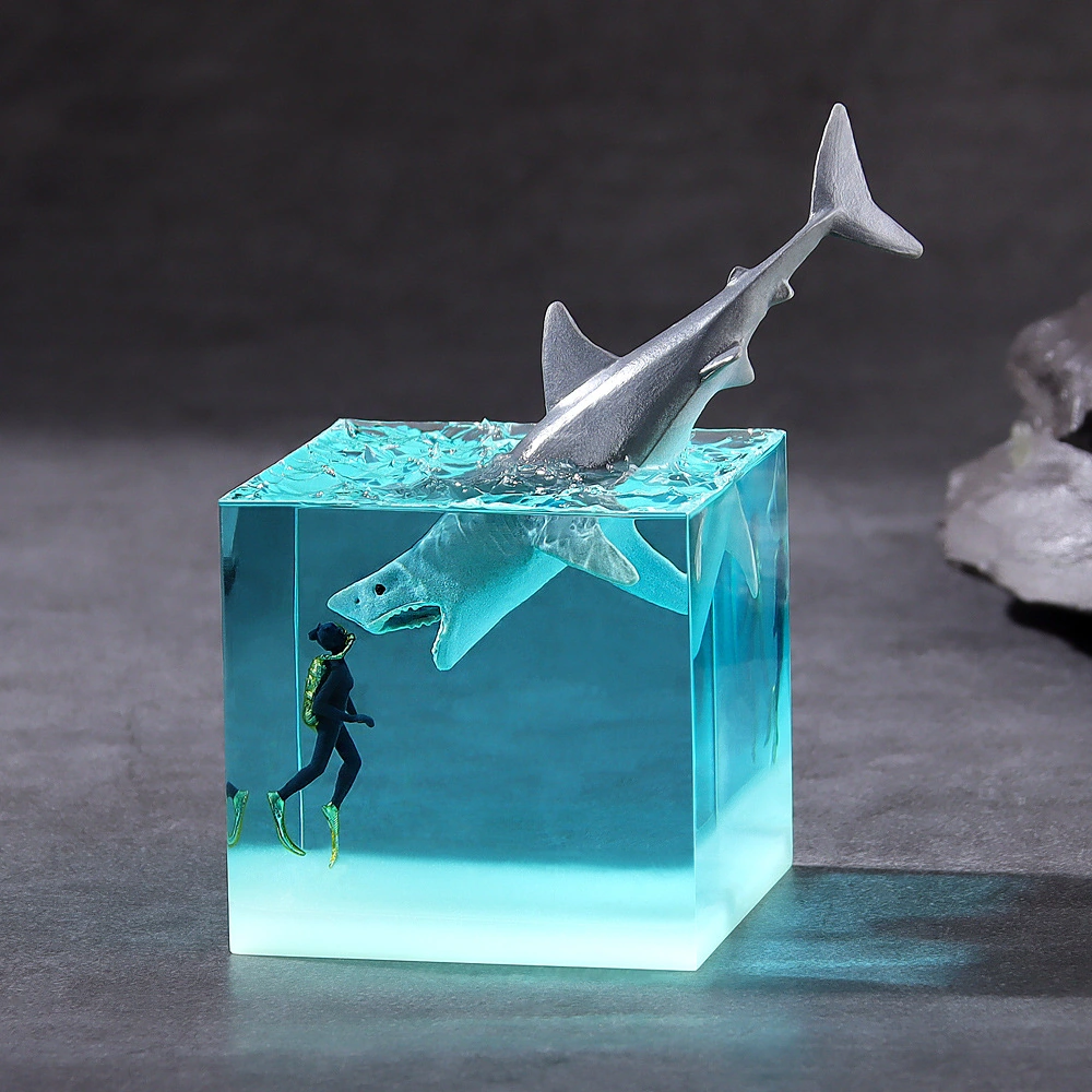 Micro-Landscape Ocean Whale Night Light Trendy Birthday Gift Gift Home Entry Desktop Living Room Resin Ornaments